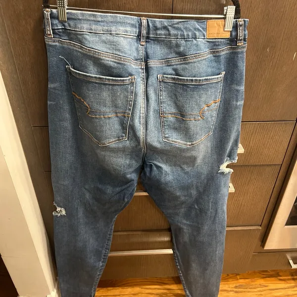 American Eagle Outfitters super stretch, Super Hi-rise blue‎ Size 18 long - Image 3