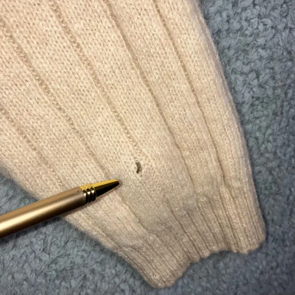 Vtg Croft & Barrow‎ Sweater Women XL 100% Wool Knit Zip Front Striped Beige - Image 11