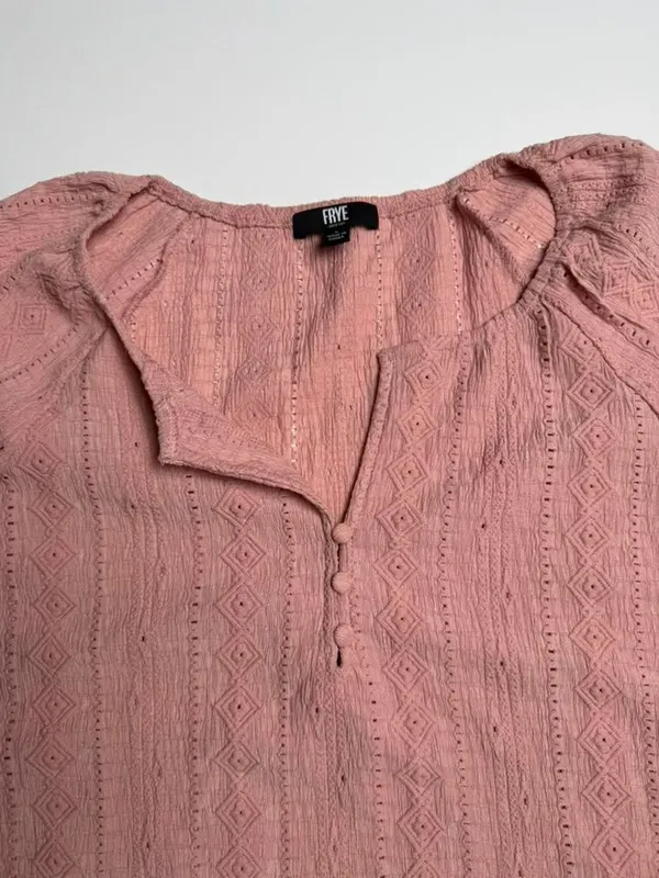 Frye Women's Rose Mauve Boho Knit Long Sleeve V Neck Pullover Blouse Large - Image 3