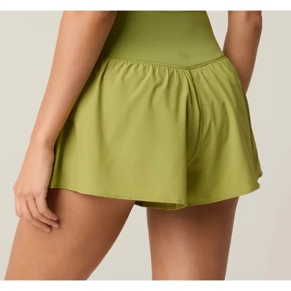 Aerie Offline Real Me Crossover Flowy Shorts Crew Green Active Skort Pocket M - Image 2