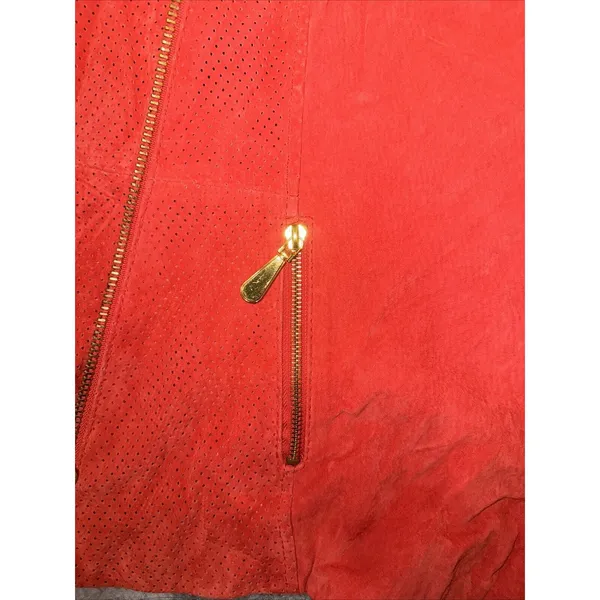 VTG Queen Latifah Shearling Leather Jacket Women XL Orange‎ Queen Biker - Image 7