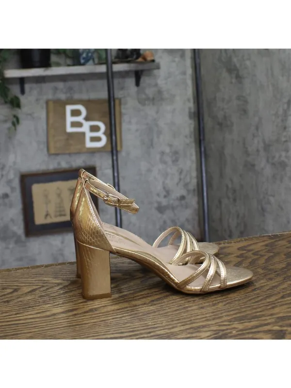 NWT Naturalizer Heidi Faux Leather Block Heel Sandals Light Champagne Brown 6.5M - Image 13