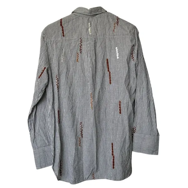 NWT Zara Collection Button down Shirt S Striped Embroidered Embellished cotton - Image 3