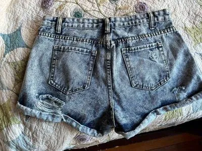 Distressed Jean Shorts Blue Size M - Image 3
