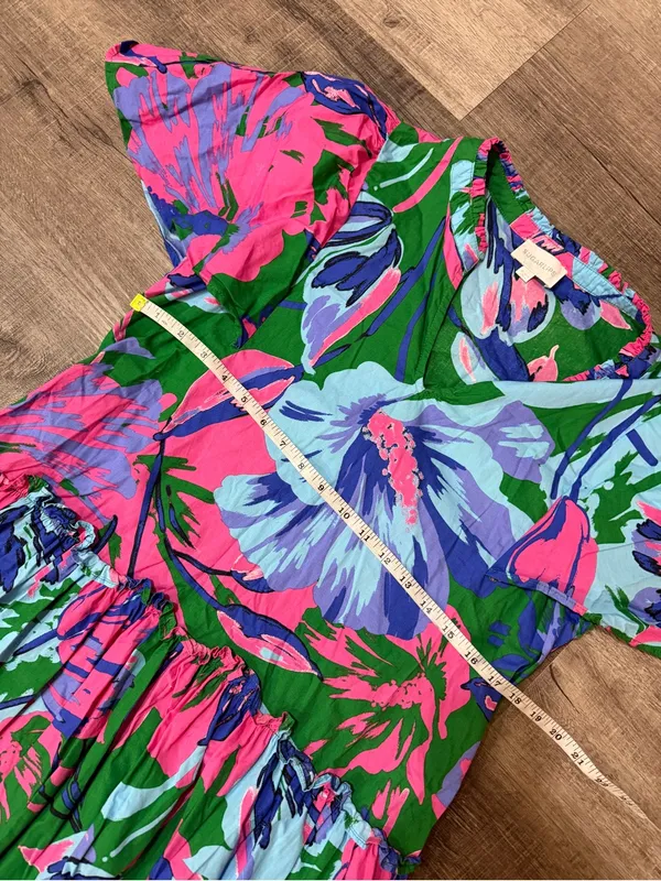 SUGARLIPS Raylee Floral Rock A By Trapeze Dress in Kelly Blue Multi - Image 9