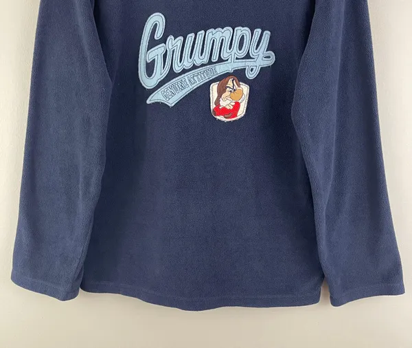 Disney Vintage Y2K Navy Blue Grumpy Genuine Attitude Crewneck Fleece Pullover - Image 3