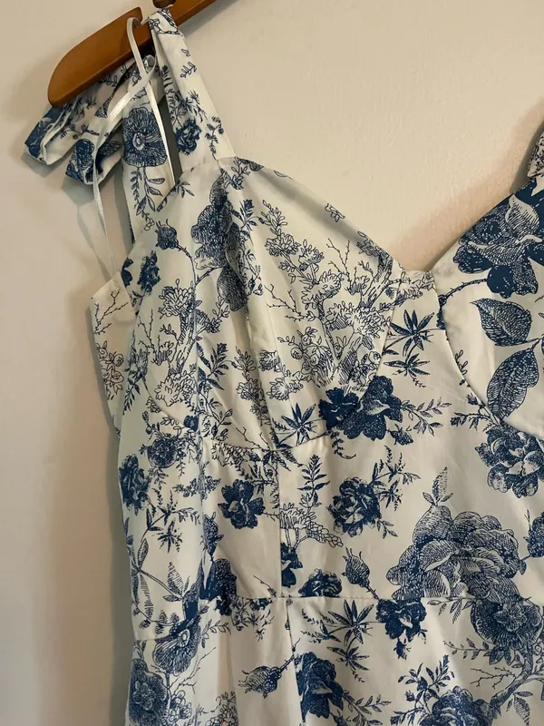 Francesca's White and Blue Floral Dress - Image 2