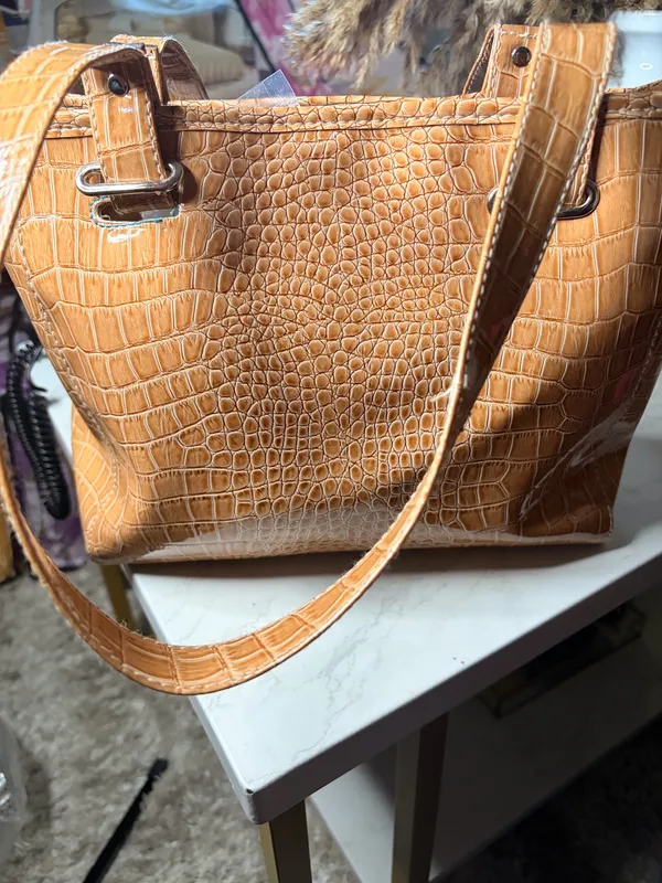 & Other Stories Women's Tan Croc Embossed Tote Bag - Image 4