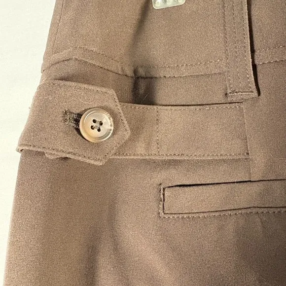 Ann Taylor Loft Womens Brown Wide Leg Cropped Pleated Cuffed‎ Trousers Size 10 - Image 4