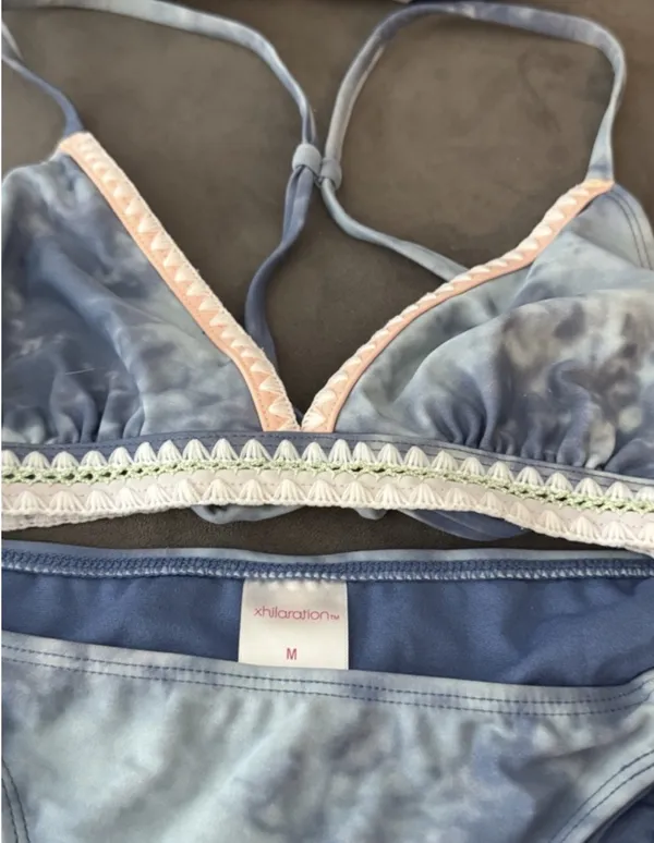 Xhilaration Light Blue Crochet Trim Tie-Dye Bikini Set - Image 7