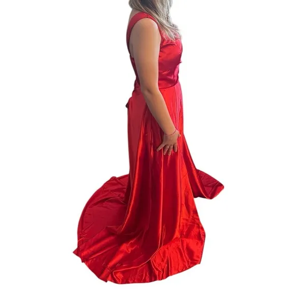 Wear Your Love Satin Slit Dress Red 4 NWT - Image 2