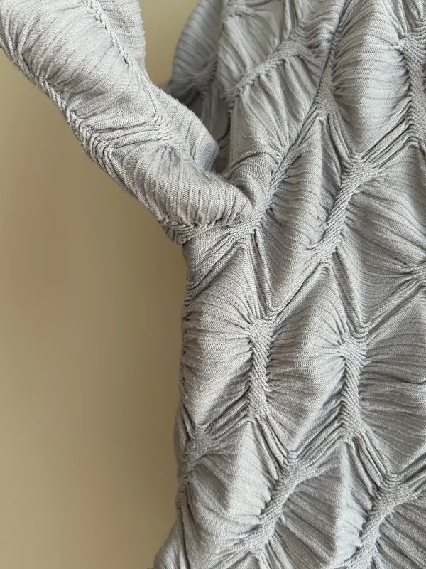 See You Monday Honeycomb Stretch Long Sleeve Top, Light Grey, Size Large - Image 6