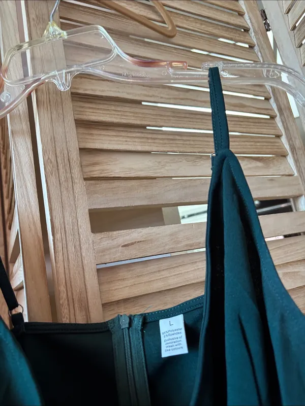 Elegant Dark Green Draped Slip Dress - NWOT Large - Image 3