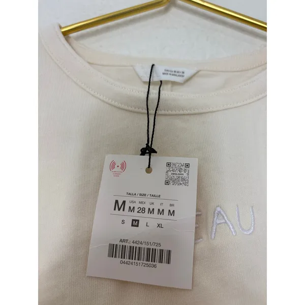 NWT Zara Cape Sleeve Cotton Shirt Size Medium Cream Beau Embroidered 4424/151 - Image 6