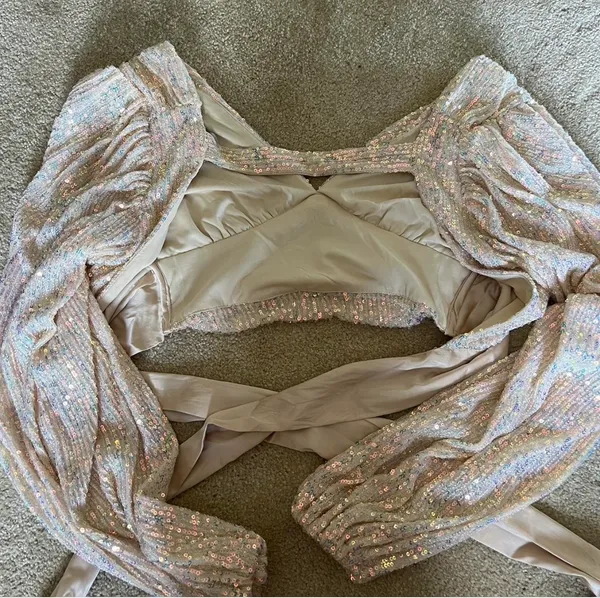 Papaya Sequin Crop Top - Image 2