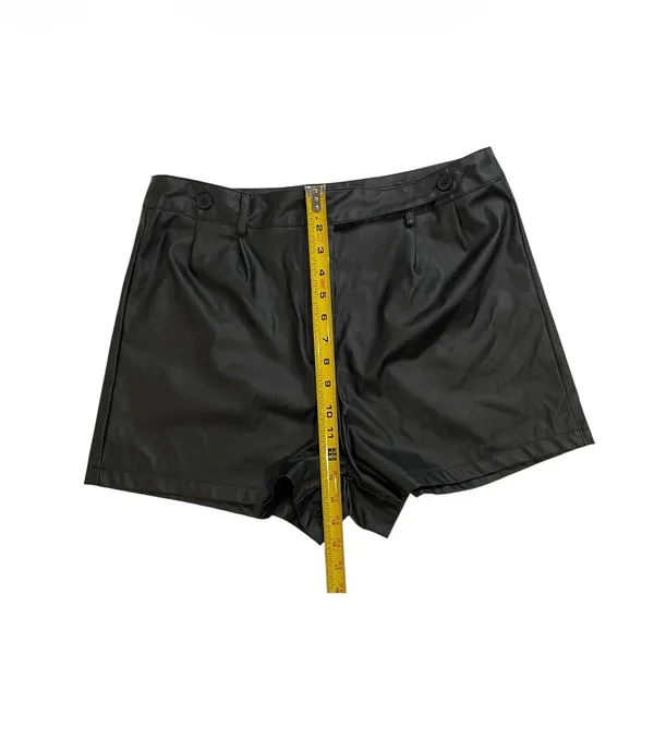 Shein Black Faux Leather Shorts - Image 3