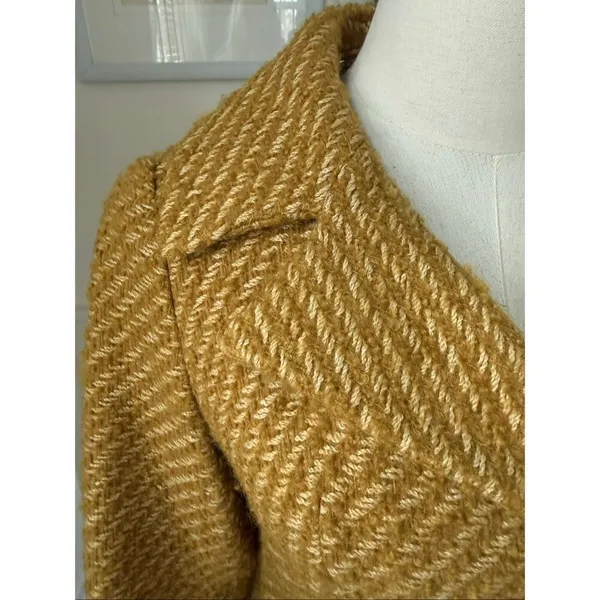 Vintage 60s Franklin Simon New York Mustard Gold Side Button Coat S M - Image 6