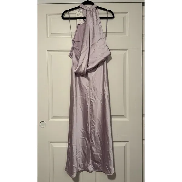 Zara Lilac Midi Satin Effect Dress Open Back Wedding Guest Tik Tok Purple Summer - Image 4