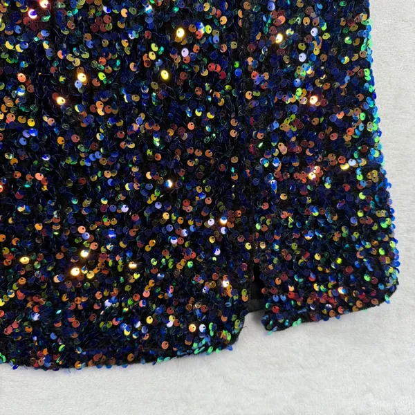 Hello Molly Sequin Mini Dress Party Cocktail‎ Navy Multi Size 8 - Image 4