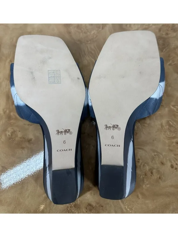 NEW Coach Emma Tie Dye Quilted Leather Wedge Sandals Navy White Size 6B CU189 - Image 8