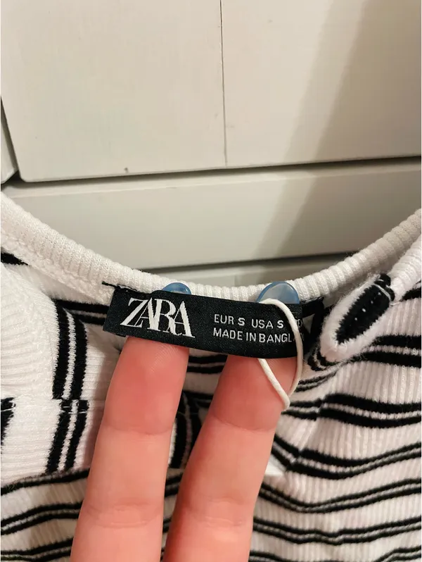 Zara Small Bodysuit Tank Top Black and White Striped - Image 3