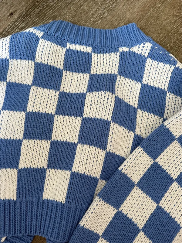 Blue Blush Checkered Sweater - Image 4