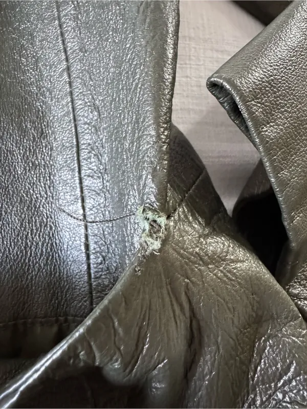 Bagatelle Olive Green Long Leather Jacket, size 14 - Image 12