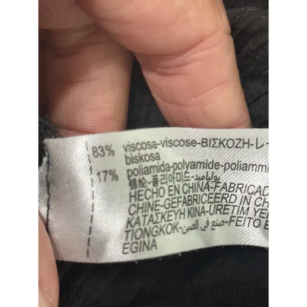 Zara Black Crinkle Textured Wide Leg Relaxed Drawstring Pants Medium - Image 9