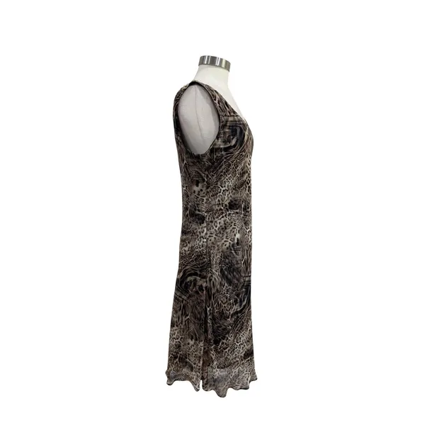 Jones New York Dress Vintage Leopard Print Midi Scarf Dress Brown Tan 16 - Image 3