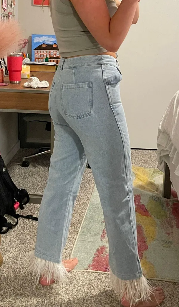 Strut & Bolt Straight Leg Jeans With Feathers - Image 3