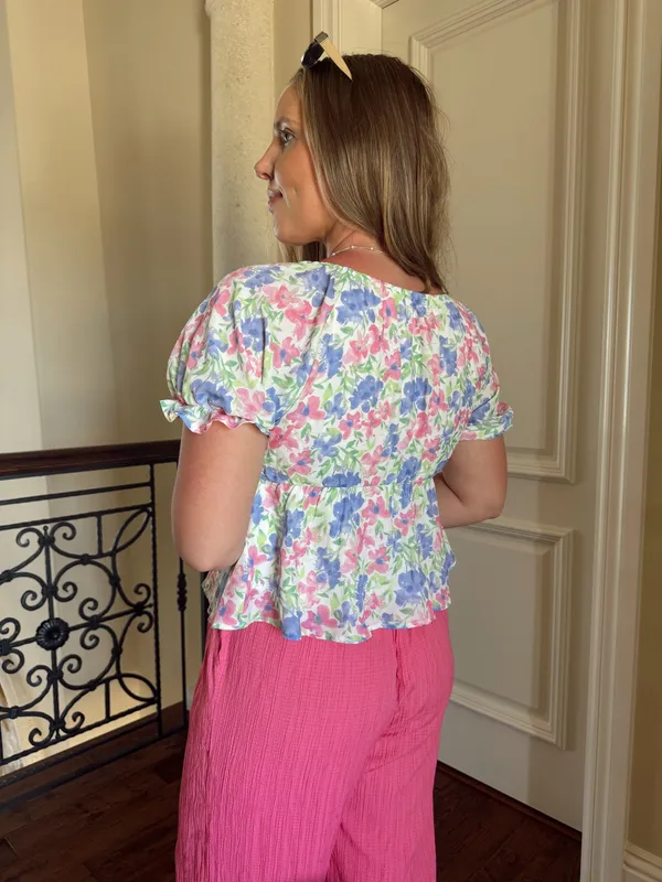 BOUTIQUE FLORAL PEPLUM TOP Multiple - Image 2