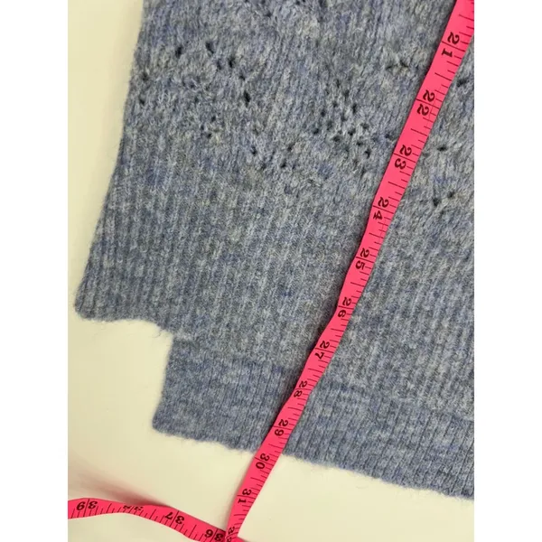Free People C.O.Z.Y. Pointelle Knit Sweater Sz‎ XS S oversized blue - Image 7