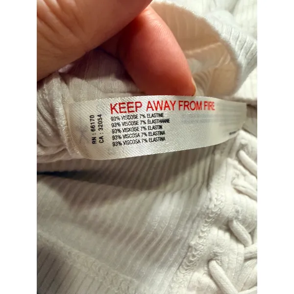 Daily Practice Anthropologie White Lace Up Ribbed Knit Crop Tank Top Womens S - Image 4