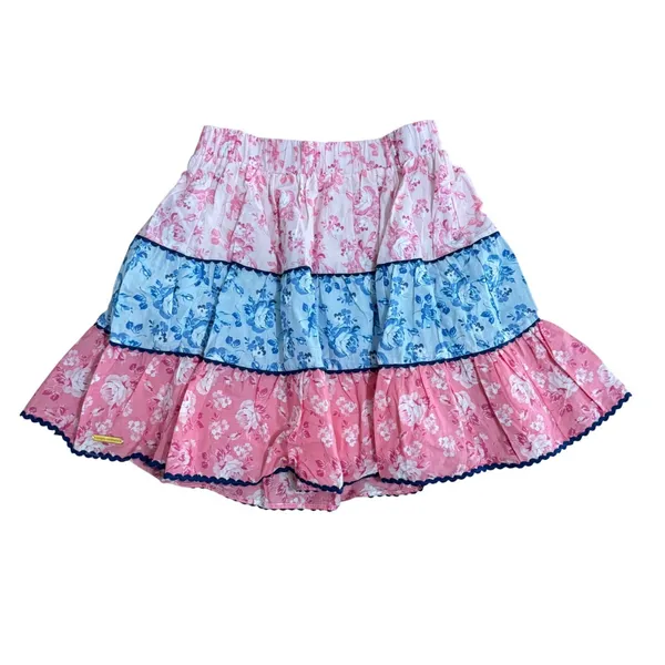 Simply Southern Floral Tiered Mini Skirt‎ Pink Blue Cotton XXL 0125-SKIRT-MULTI - Image 11