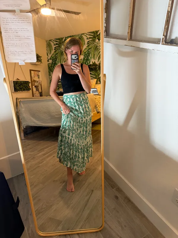 Skies Are Blue green floral maxi skirt S - Image 3