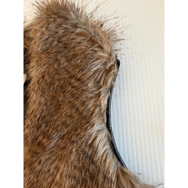 Dolan Faux Fur Vest Women Small Brown Tan Belted Sleeveless Mob wife Boho‎ - Image 6