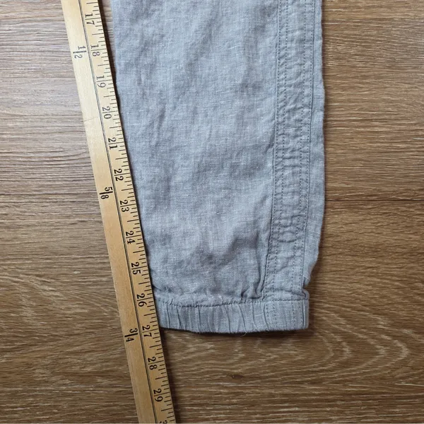Athleta Cabo Linen Jogger Pants Women 8 Gray 100% Linen Drawstring Zip Pockets - Image 6