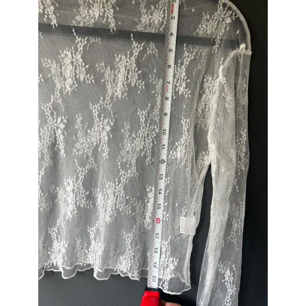 White Sheer Lace Long Sleeve Top XXL - Image 9