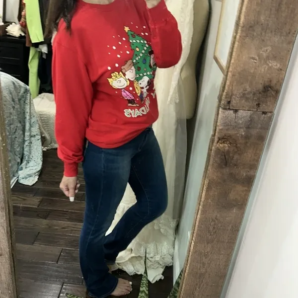 Peanuts Charlie Brown red sweatshirt size medium vintage Christmas - Image 4