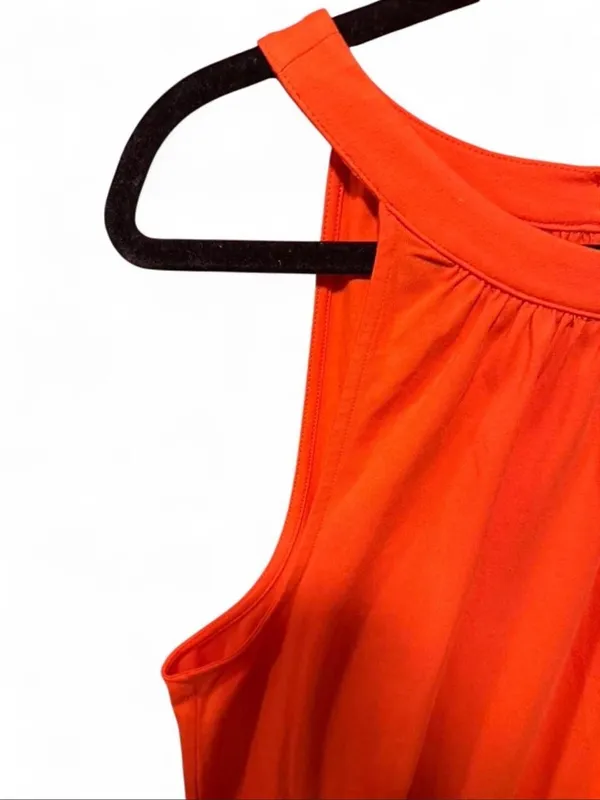 Lands' End Bright Orange Eyelet Scalloped Hem Sleeveless Tank Top L - Image 4