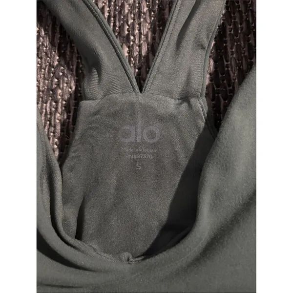 Alo Yoga Real Bra Tank Olive Green Size Small - Image 4