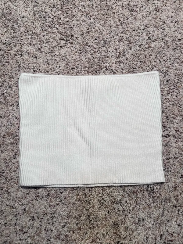 L.A. Hearts Women’s Size Small Tube Top White Cream Ribbed Cropped Stretch Soft - Image 2