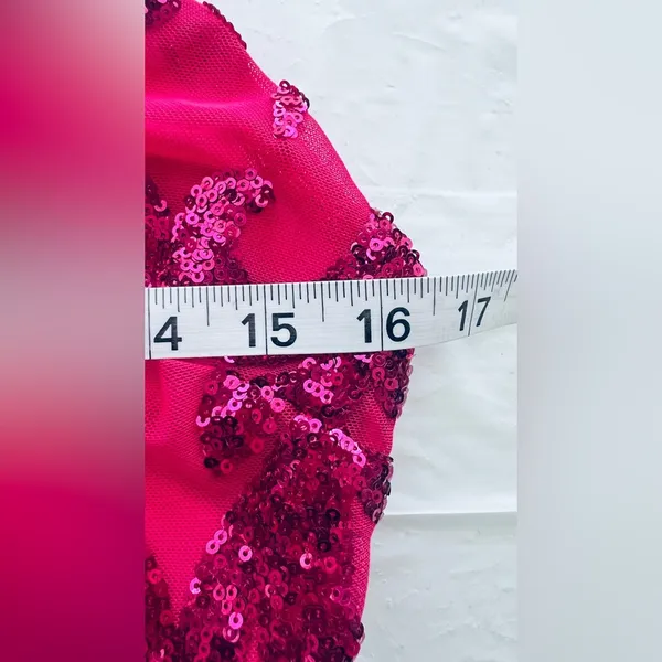 B Darlin Pink sequined Bodycon Dress with Spaghetti Straps for Prom - Image 7