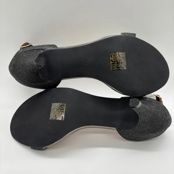 NEW Allegra K Heels Womens 8 Black Glitter Ankle Strap Stiletto Evening‎ Party - Image 7