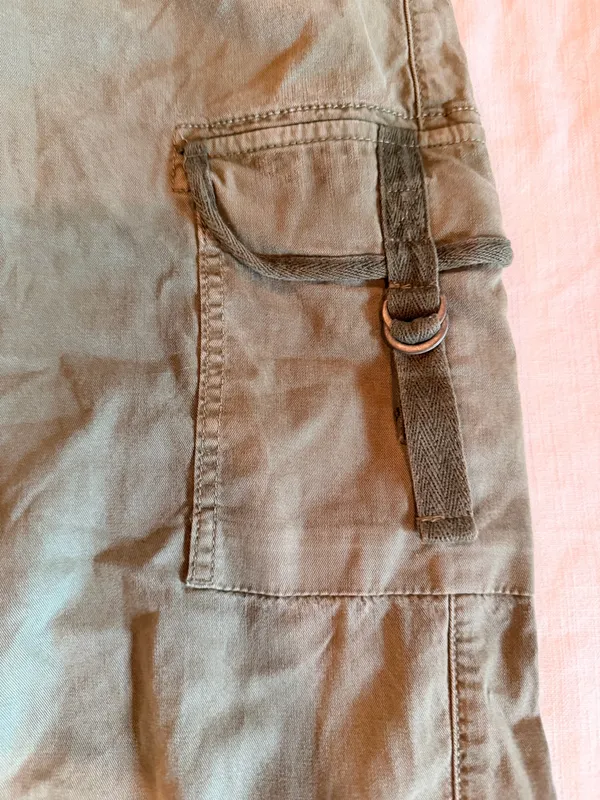 American Eagle Super High Rise Baggy Wide Leg Cargo Pants Olive Green Size 2 - Image 2