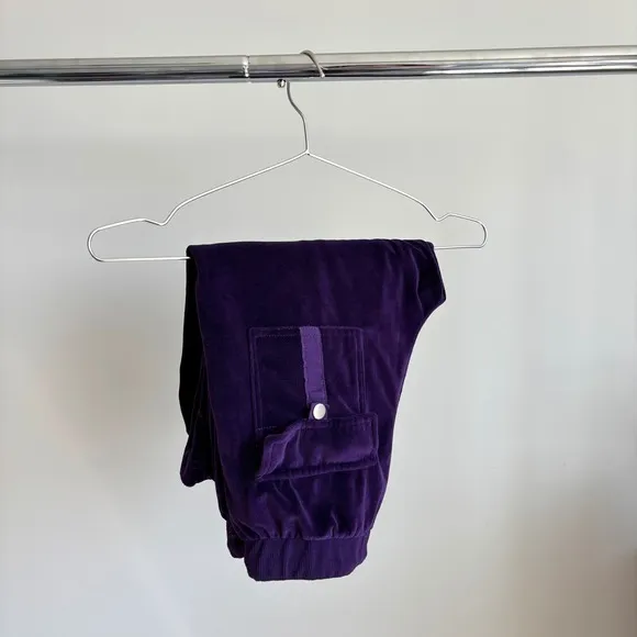 Y2K Tracksuit Purple Velour Lounge Pants S Drawstring Bimbocore McBling - Image 2