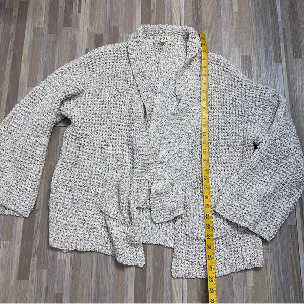 POL Cream Textured Open Knit Women's Cardigan Size Large - Image 4