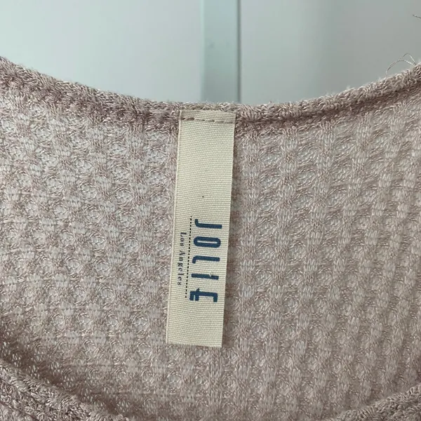 JOLIE Cotton Boho Relaxed Fairy Slouchy Waffle Knit Tunic Top OS Pink - Image 4