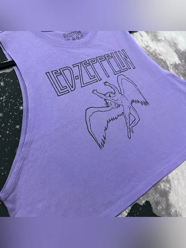 Led Zeppelin Rock Band Graphic Crop Tank Shirt - Image 3