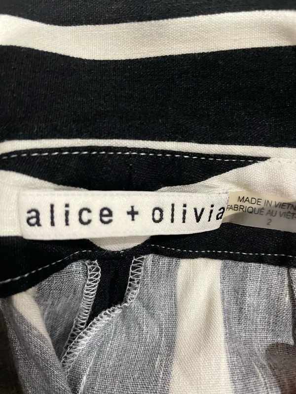 Alice and Olivia Umbrella Stripe Linen Wide Leg Pants Size 2 - Image 8